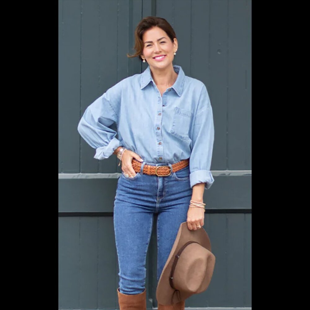 NWT One Wednesday Jilly Box Chambray Shirt